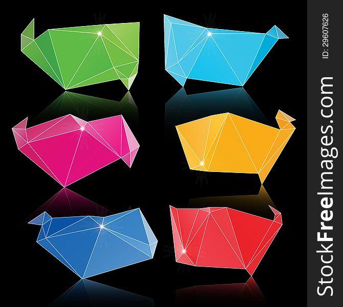 Vector trendy crystal triangle banner shapes. Vector trendy crystal triangle banner shapes