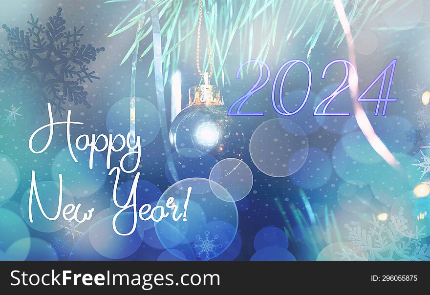 Happy New Year 2024 card or poster