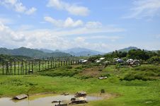 View Of Wooden Bridge In Sangklaburi,Thailand Royalty Free Stock Image