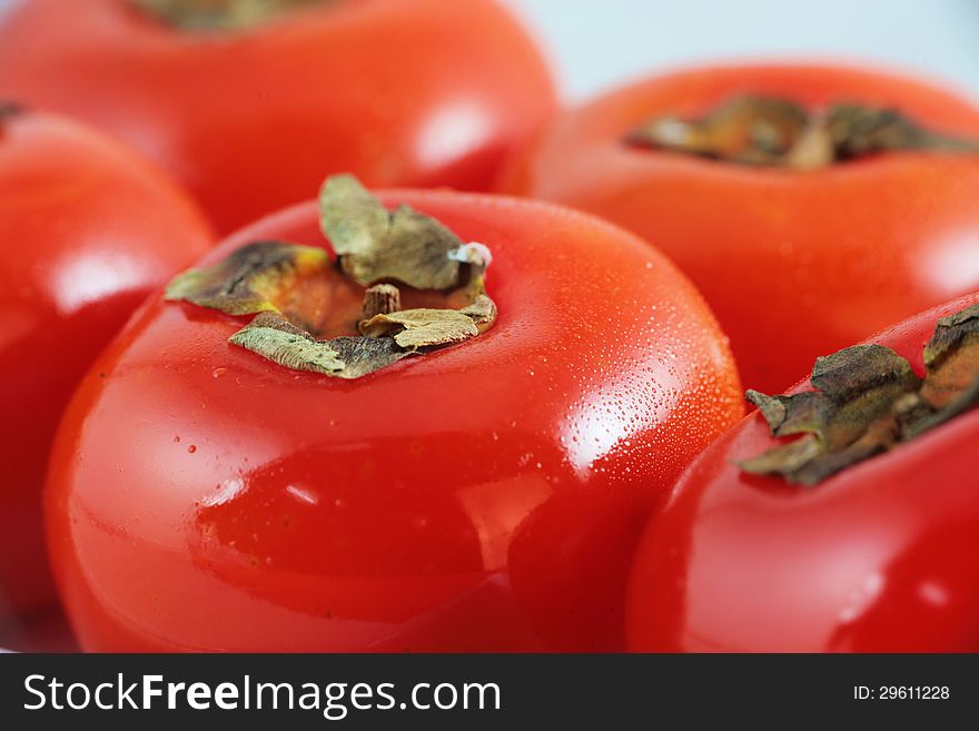 The close-up of Frsh persimmon