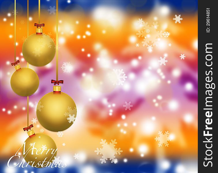 Christmas ball and ornaments in a colorful christmas background
