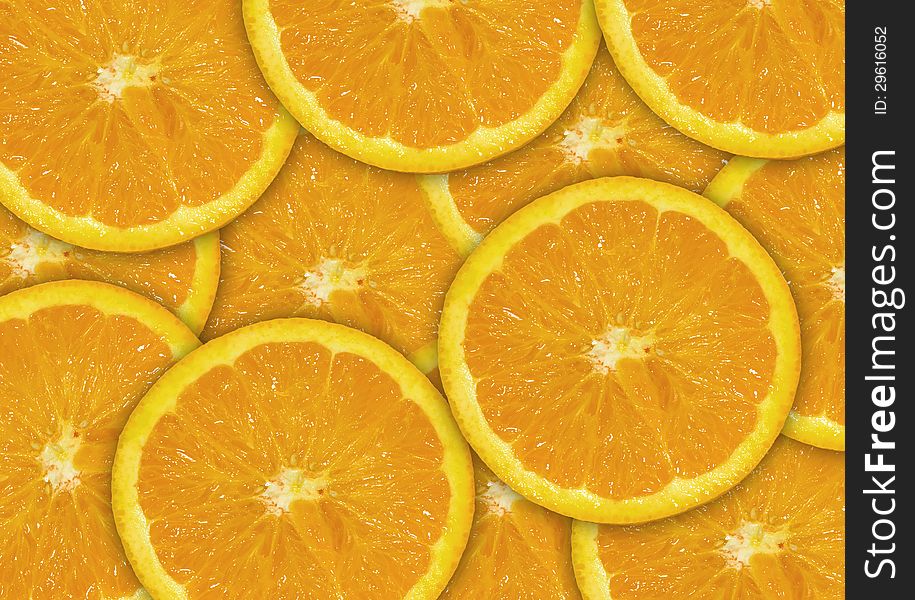 Beautiful, fresh orange slices background