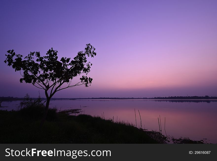 Twilight sunset at Lake