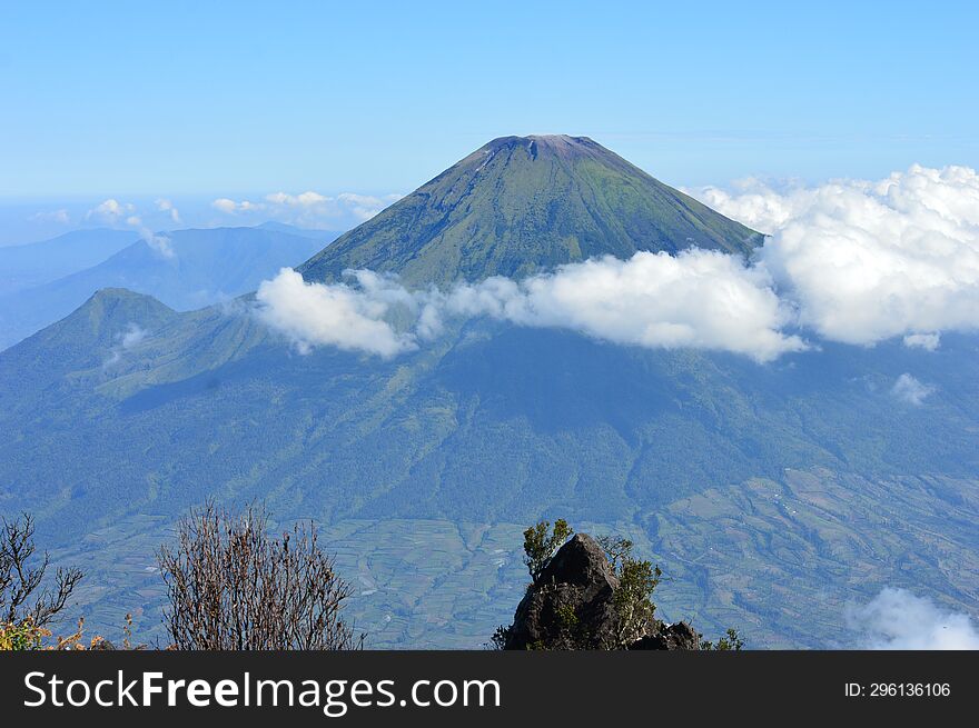 This is mount sindoro.This view was photographed from the top of Mount Sumbing