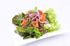Thai Beef Salad, Grill Beef With Salad. Stock Photos