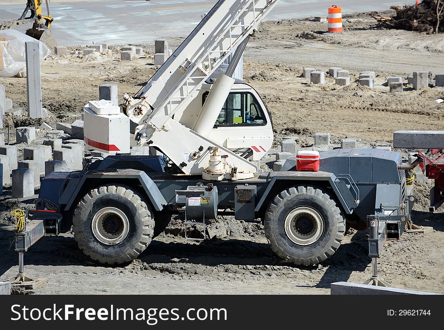 Small crane on construction site