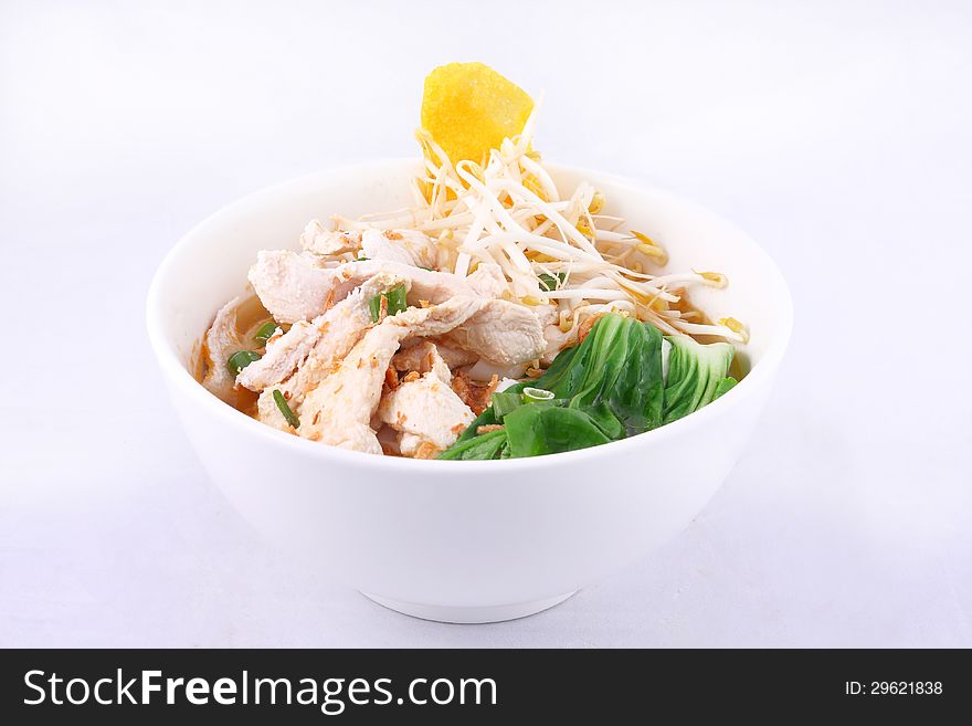 Chicken Clear Noodle Soup With Wonton.