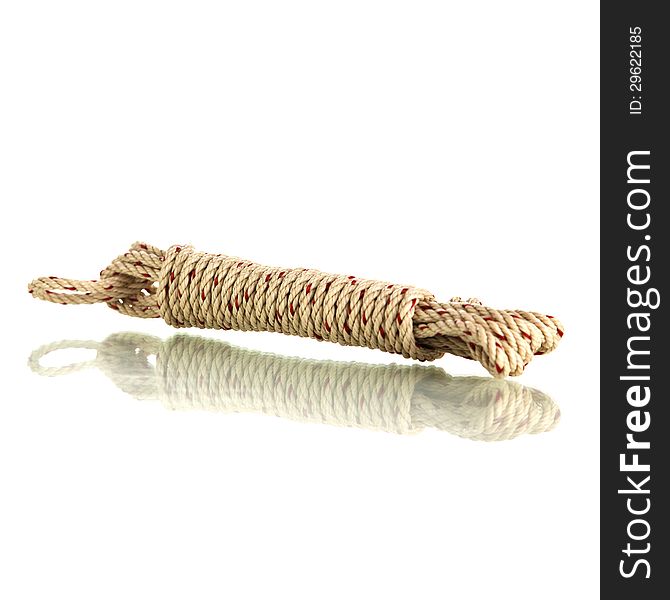 Tie rope with shadow reflection On a white background