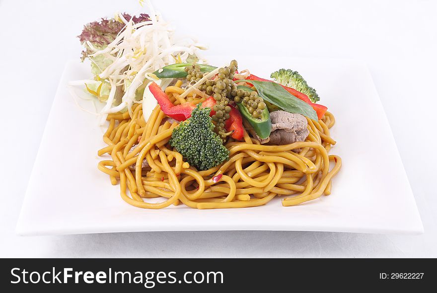 Hokkien noodles stir frief with Thai herb.