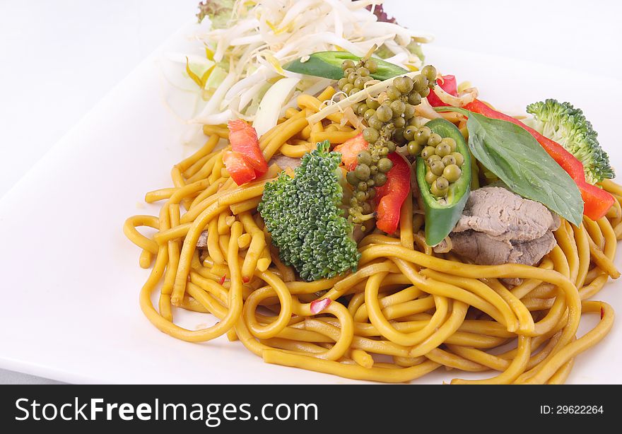 Hokkien noodles stir frief with Thai herb.