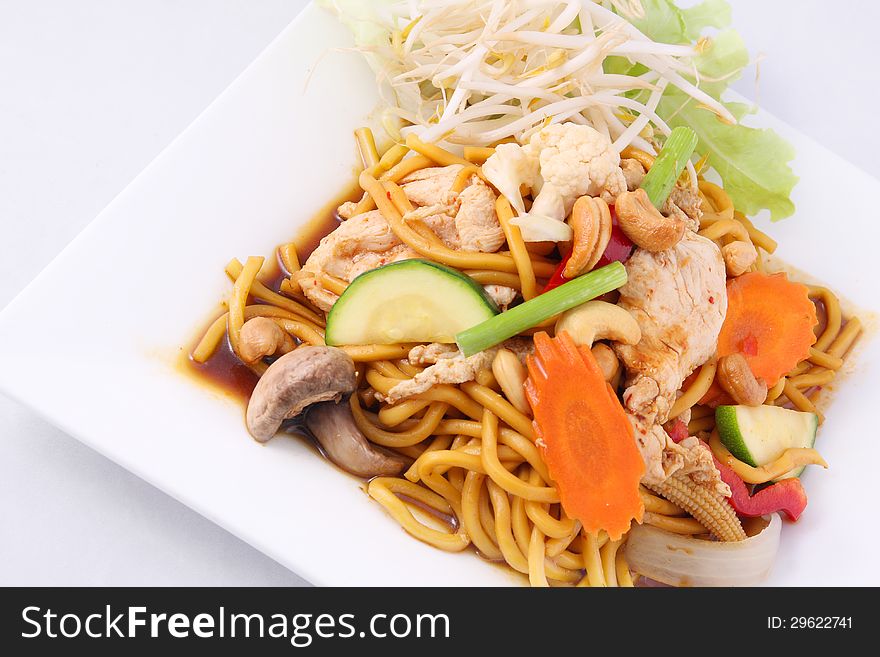 Hokkien Noodles Stir Fried With Chilli Jam And Cashew Nuts, Thai