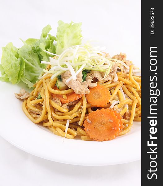 Hokkien Noodles With Oyster Sauce And Fresh Vegetables.