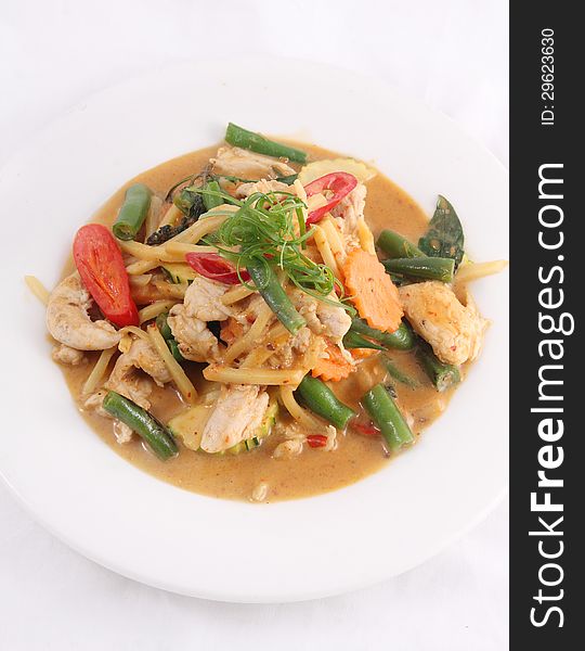 Chicken Red Curry, Thai Food.