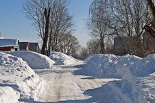 Snowdrifts In Russian Village Royalty Free Stock Image