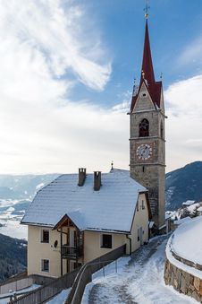 A Wintertime View Of A Small Church With A Tall Steeple Royalty Free Stock Images A Wintertime View Of A Small Church With A Tall Steeple Royalty Free Stock Images