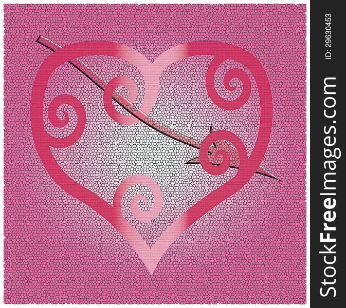Background with a pink heart with arrow.