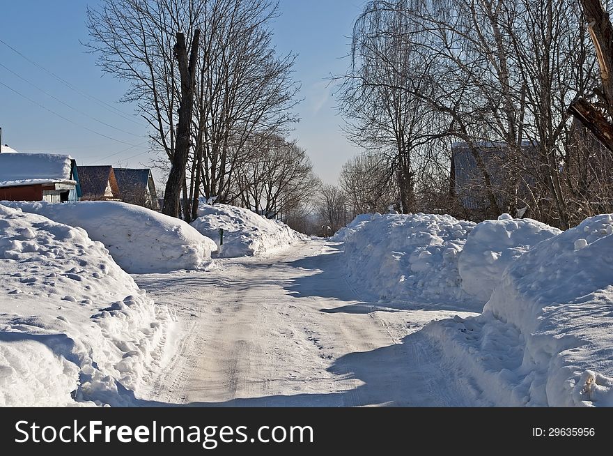 Snowdrifts In Russian Village
