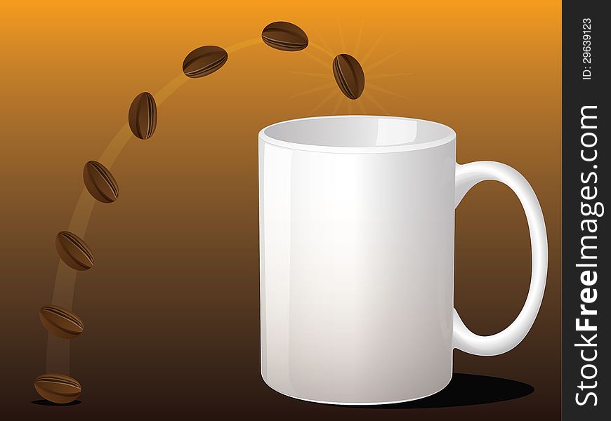 Coffee Bean Jumping into a Coffee Mug