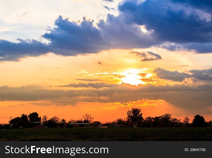 Beautiful dramatic sky in summer