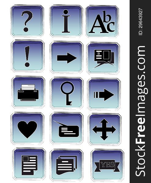 Vector Blue Icons On Isolated