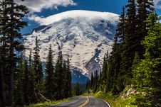 Road To The Majestic Mount Rainier. Royalty Free Stock Photo Road To The Majestic Mount Rainier. Royalty Free Stock Photo