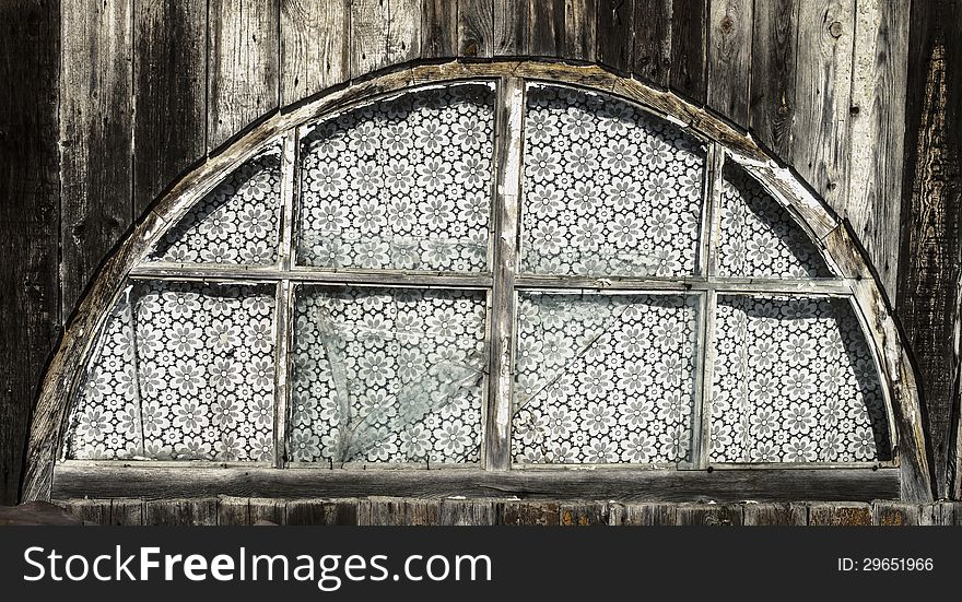 Old wooden wall with window in vintage style. Old wooden wall with window in vintage style