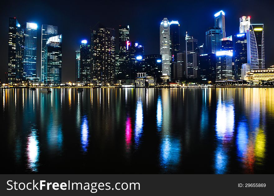 Modern Asian city at night. Modern Asian city at night.