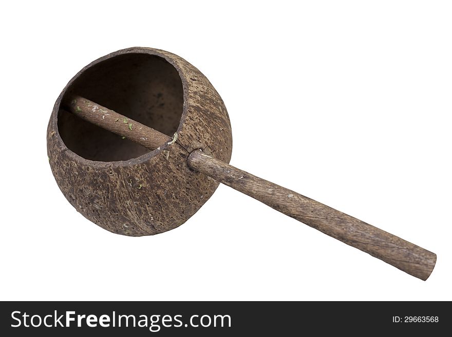 A large spoon with a long handle, used for taking liquid out of a container. A large spoon with a long handle, used for taking liquid out of a container
