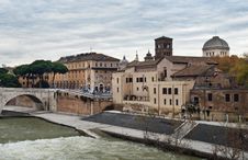 Embankment Of The River Tiber, Rome Royalty Free Stock Image Embankment Of The River Tiber, Rome Royalty Free Stock Image