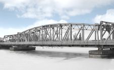 Girder Bridge Over A Frozen River. Royalty Free Stock Photo Girder Bridge Over A Frozen River. Royalty Free Stock Photo