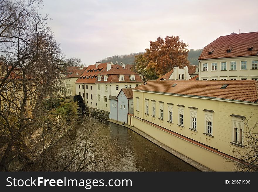 River Certovka in historic part of Prague