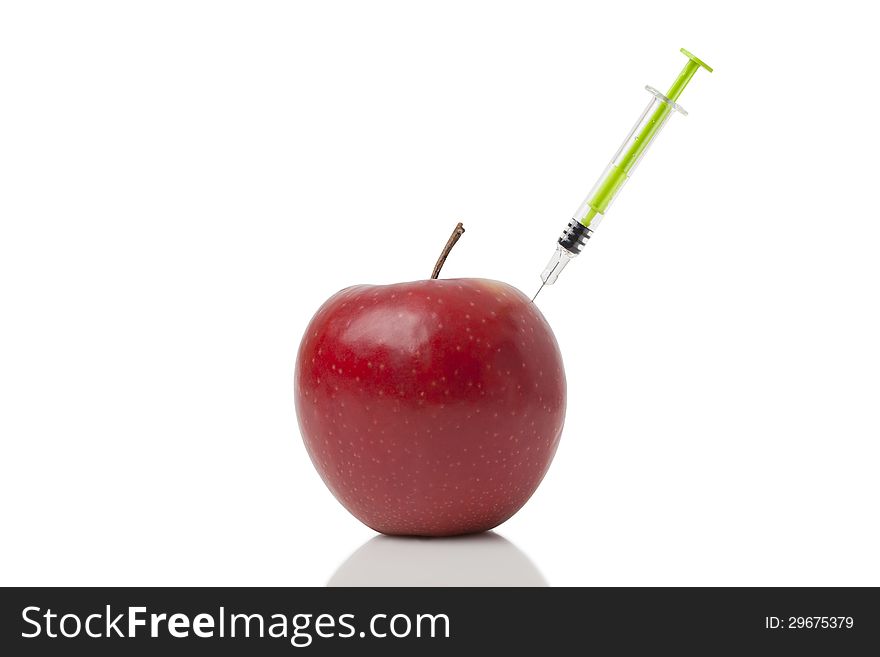 Doping Apple on white background
