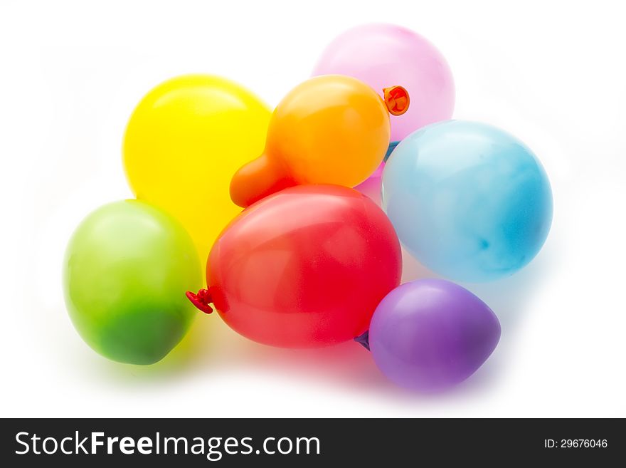 Multi color inflated group of ballons isolated on white. Multi color inflated group of ballons isolated on white