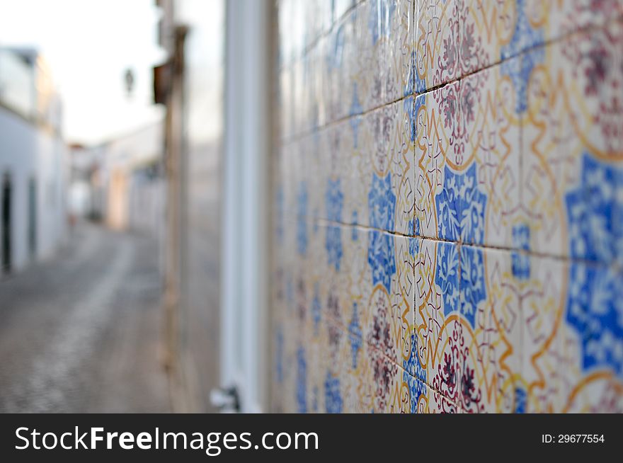 Example of house decorated with Azulejos - portuguese painted tiles. Example of house decorated with Azulejos - portuguese painted tiles.