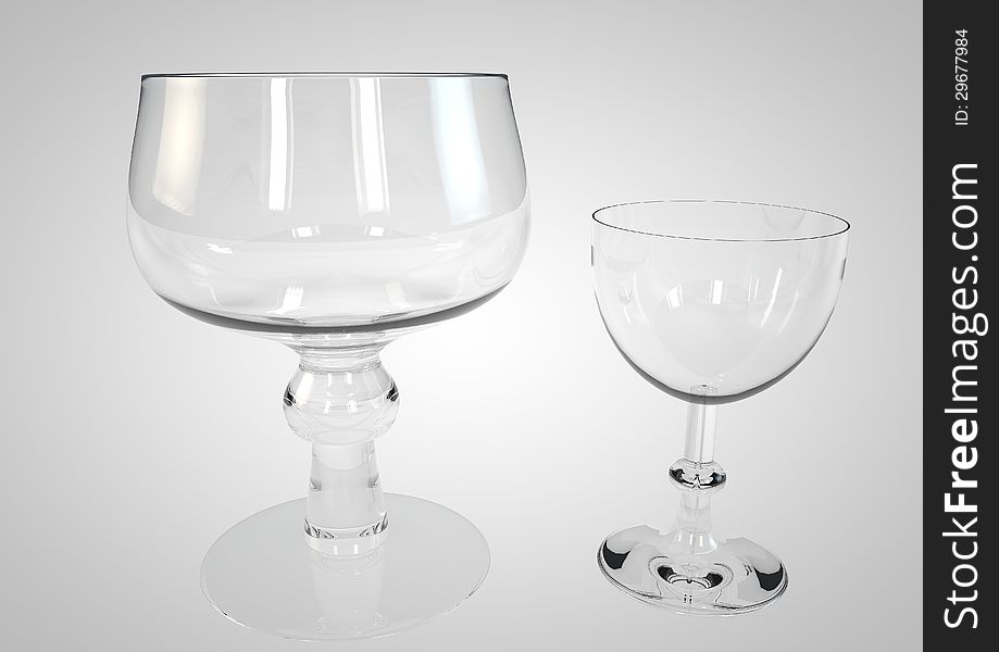 Glass bowls for water and wine made ​​of transparent glass. Glass bowls for water and wine made ​​of transparent glass