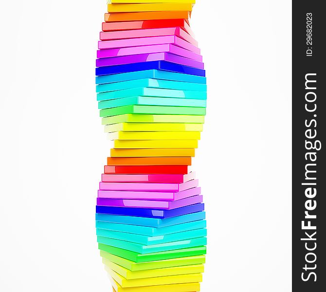 Colorful gradient cubes spiral, 3D illustration. Colorful gradient cubes spiral, 3D illustration