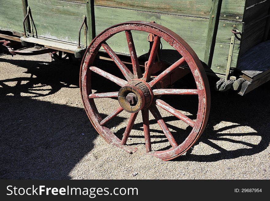Old horse drawn wagon with wooden wheels. Old horse drawn wagon with wooden wheels