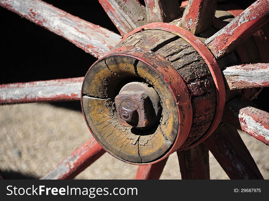 Old horse drawn wagon with wooden wheels. Old horse drawn wagon with wooden wheels