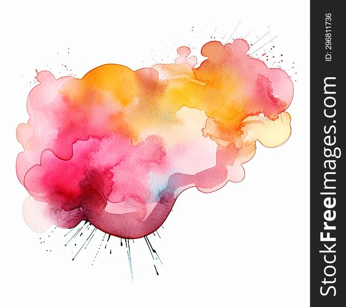 watercolor drawing of a multi-colored cloud on a white background