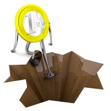 Euro Coin Climb From Hole Back View Illustration Royalty Free Stock Photography Euro Coin Climb From Hole Back View Illustration Royalty Free Stock Photography