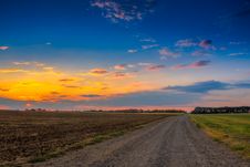 Road In Meadows And Beautiful Sunset Royalty Free Stock Photography Road In Meadows And Beautiful Sunset Royalty Free Stock Photography