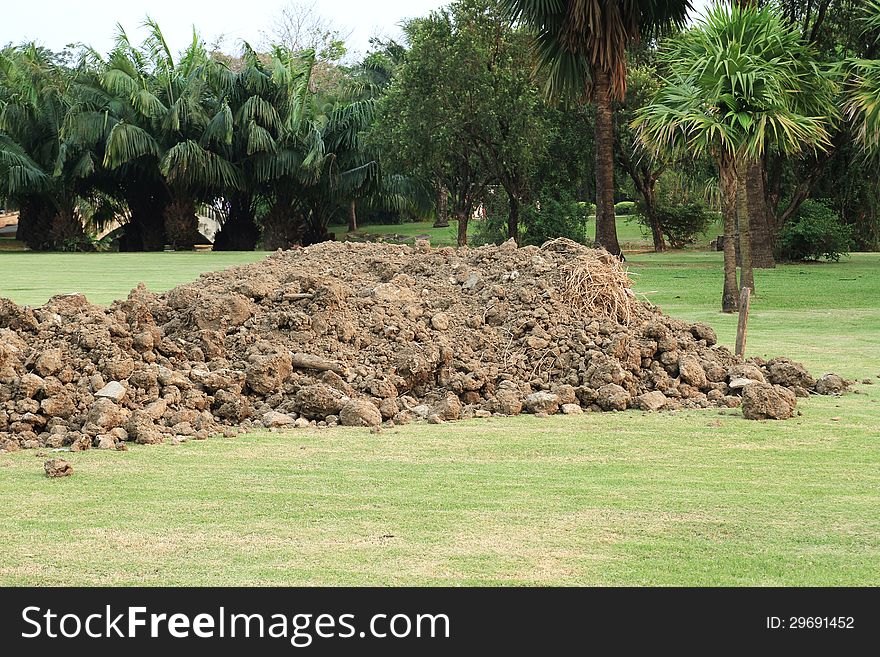 Pile of soil in the public park