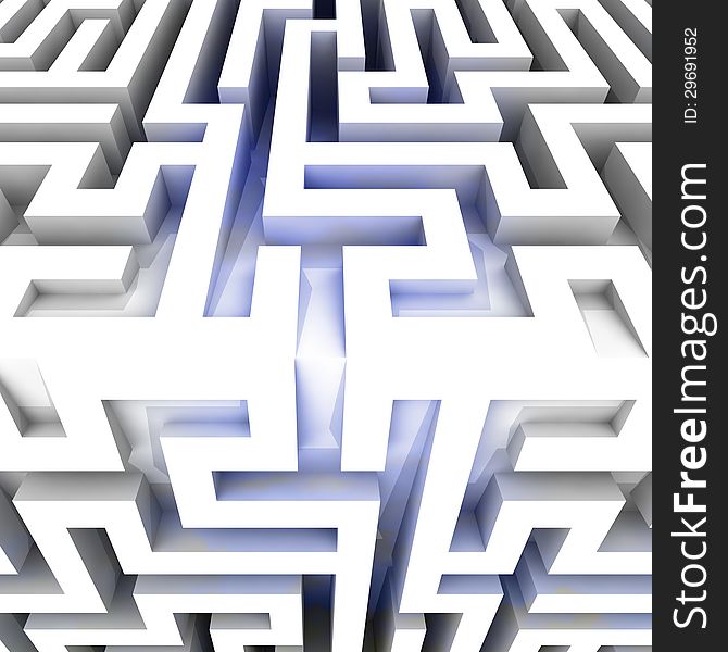 Shiny three dimensional maze block edge illustration