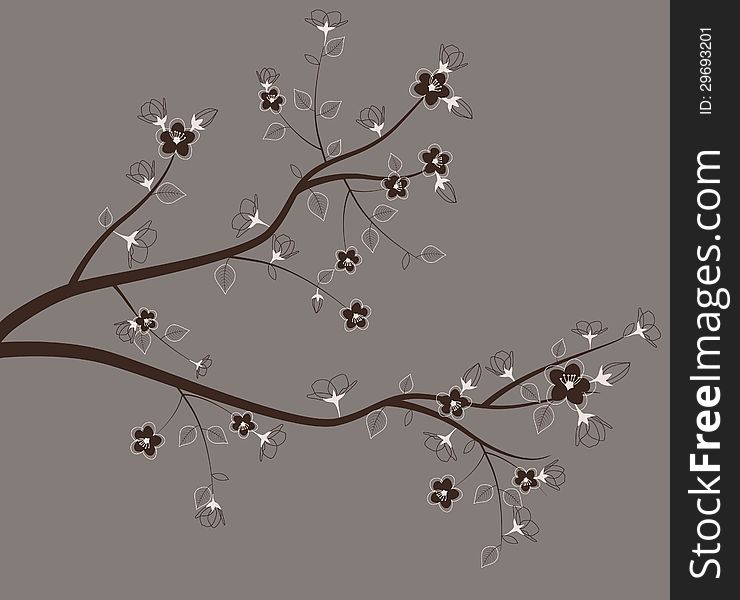 Decoration with spring tree. Vector