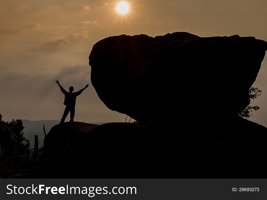 Praying man silhouette