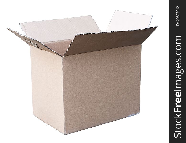 Open cardboard packing box isolated on white