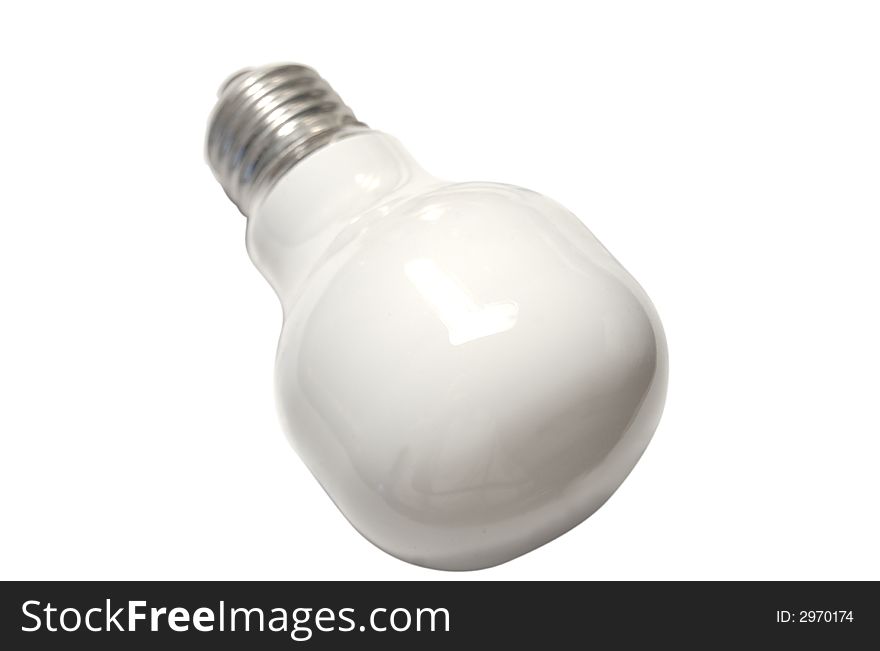 A white lightbulb isolated on a white background. A white lightbulb isolated on a white background