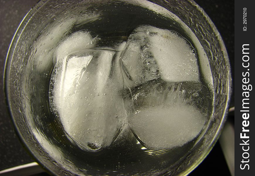 Ice On Water In Glass