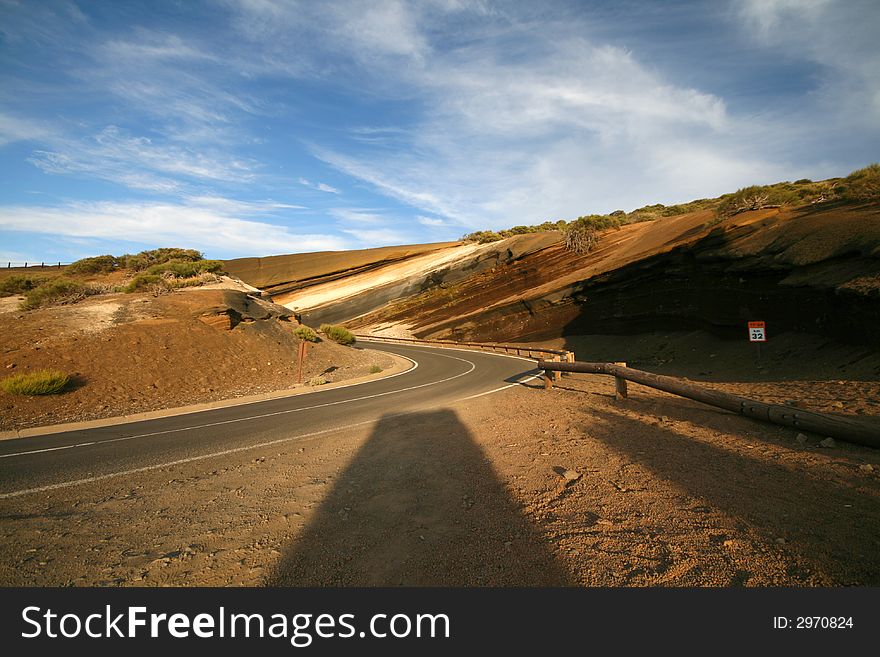 Colorful road curve in the desert