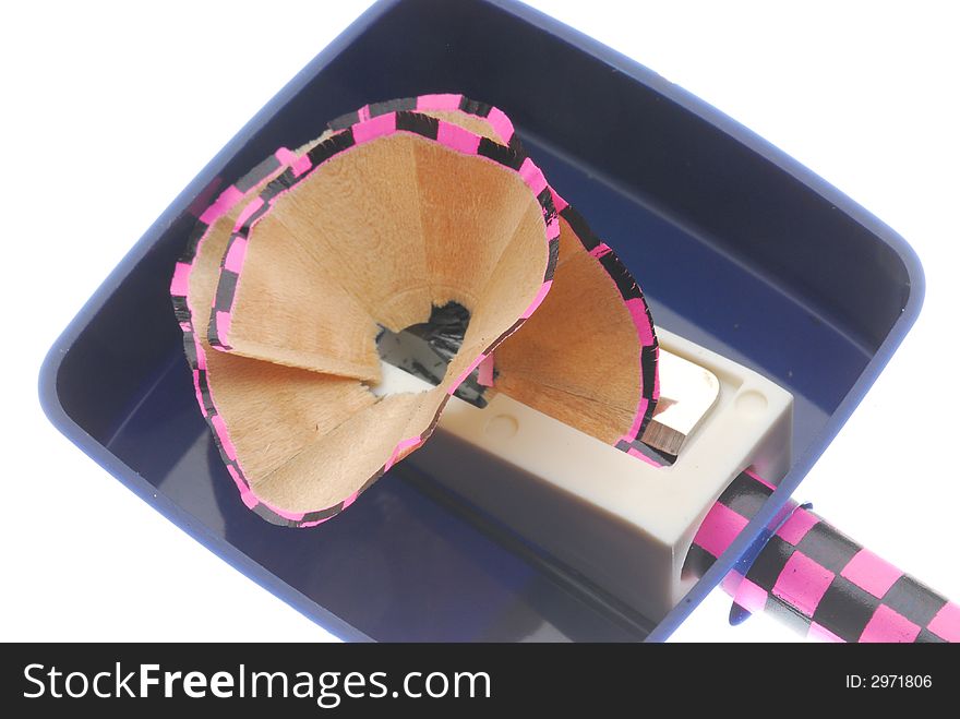 Close up of pencil and sharpener